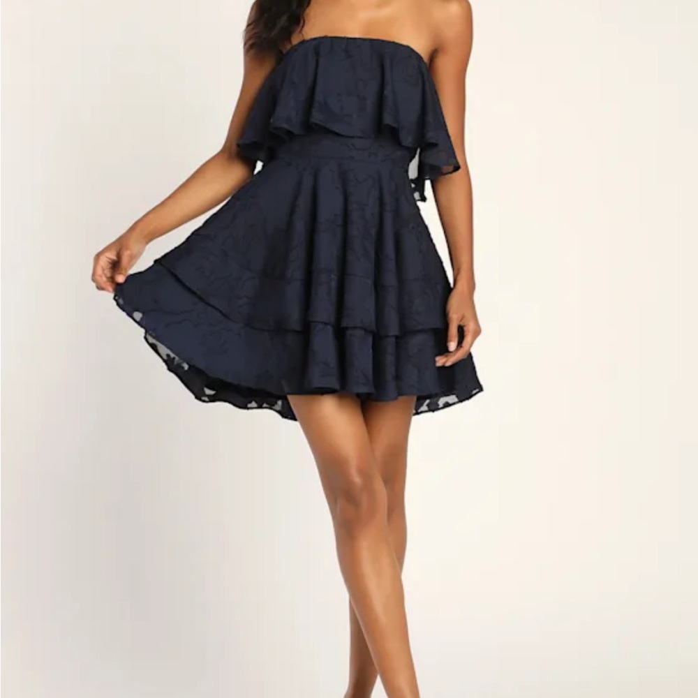 Lulu's Midnight Blue Strapless Dress